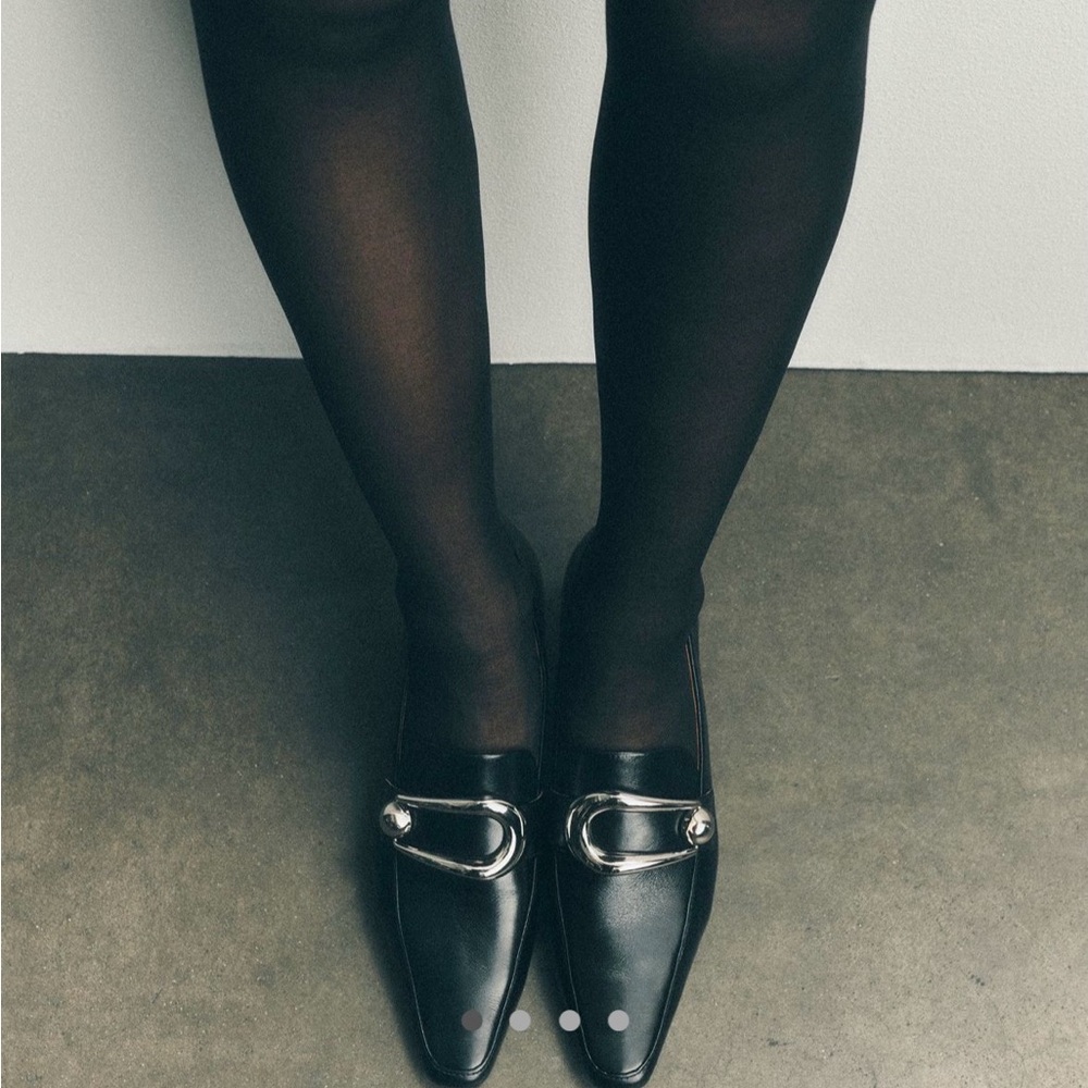 NIB Black Loafers with Silver Accents